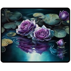 Roses Water Lilies Watercolor Fleece Blanket (medium) by Ravend