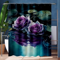 Roses Water Lilies Watercolor Shower Curtain 60  X 72  (medium)  by Ravend