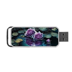 Roses Water Lilies Watercolor Portable Usb Flash (two Sides) by Ravend