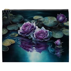 Roses Water Lilies Watercolor Cosmetic Bag (xxxl) by Ravend