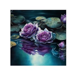 Roses Water Lilies Watercolor Square Satin Scarf (30  X 30 ) by Ravend