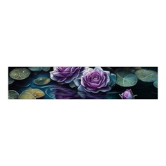 Roses Water Lilies Watercolor Velvet Scrunchie by Ravend