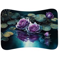 Roses Water Lilies Watercolor Velour Seat Head Rest Cushion by Ravend