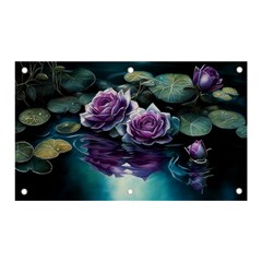 Roses Water Lilies Watercolor Banner And Sign 5  X 3  by Ravend