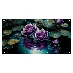 Roses Water Lilies Watercolor Banner And Sign 8  X 4  by Ravend