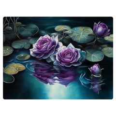 Roses Water Lilies Watercolor Two Sides Premium Plush Fleece Blanket (extra Small) by Ravend