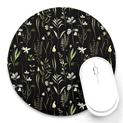 Plants Floral Art Pattern Design Round Mousepad