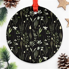 Plants Floral Art Pattern Design Ornament (round) by Ravend