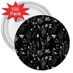 Plants Floral Art Pattern Design 3  Buttons (100 Pack)  by Ravend