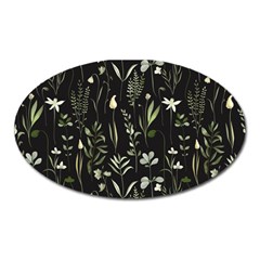 Plants Floral Art Pattern Design Oval Magnet by Ravend