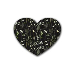 Plants Floral Art Pattern Design Rubber Coaster (heart) by Ravend