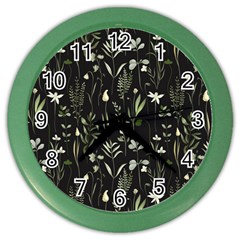 Plants Floral Art Pattern Design Color Wall Clock by Ravend