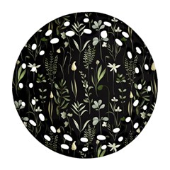 Plants Floral Art Pattern Design Round Filigree Ornament (two Sides)