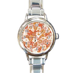 Flowers Petals Leaves Floral Print Round Italian Charm Watch by Ravend