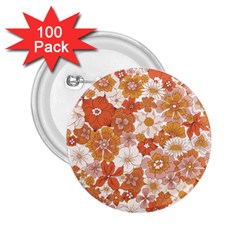 Flowers Petals Leaves Floral Print 2 25  Buttons (100 Pack)  by Ravend