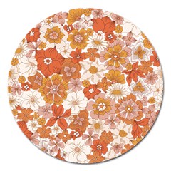 Flowers Petals Leaves Floral Print Magnet 5  (round) by Ravend