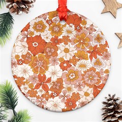 Flowers Petals Leaves Floral Print Round Ornament (two Sides) by Ravend