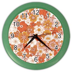 Flowers Petals Leaves Floral Print Color Wall Clock by Ravend