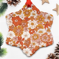 Flowers Petals Leaves Floral Print Snowflake Ornament (two Sides) by Ravend