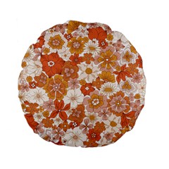 Flowers Petals Leaves Floral Print Standard 15  Premium Flano Round Cushions by Ravend