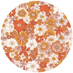 Flowers Petals Leaves Floral Print Wooden Puzzle Round by Ravend