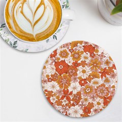 Flowers Petals Leaves Floral Print Uv Print Round Tile Coaster by Ravend