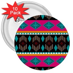 Abstract Art Pattern Design Old Vintage 3  Buttons (10 Pack)  by Wegoenart