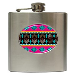 Abstract Art Pattern Design Old Vintage Hip Flask (6 Oz) by Wegoenart