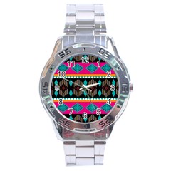 Abstract Art Pattern Design Old Vintage Stainless Steel Analogue Watch by Wegoenart