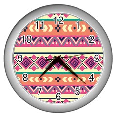 Unique Pattern Design Vintage Retro Art Wall Clock (silver) by Wegoenart