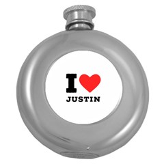 I Love Justin Round Hip Flask (5 Oz) by ilovewhateva