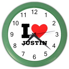 I Love Justin Color Wall Clock by ilovewhateva