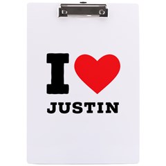 I Love Justin A4 Acrylic Clipboard by ilovewhateva