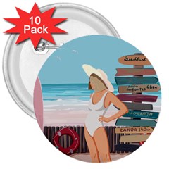 Vacation On The Ocean 3  Buttons (10 Pack)  by SychEva