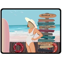 Vacation On The Ocean Fleece Blanket (large) by SychEva