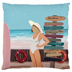 Vacation On The Ocean Large Premium Plush Fleece Cushion Case (one Side) by SychEva