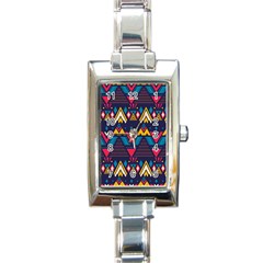 Pattern Colorful Aztec Rectangle Italian Charm Watch by Wegoenart