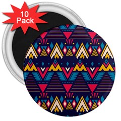 Pattern Colorful Aztec 3  Magnets (10 Pack)  by Wegoenart