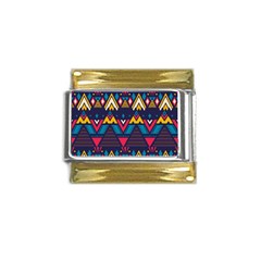 Pattern Colorful Aztec Gold Trim Italian Charm (9mm) by Wegoenart