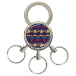 Pattern Colorful Aztec 3-Ring Key Chain Front