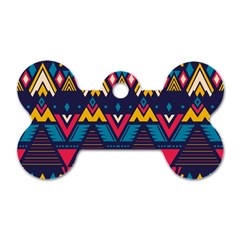 Pattern Colorful Aztec Dog Tag Bone (one Side) by Wegoenart