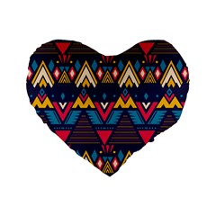 Pattern Colorful Aztec Standard 16  Premium Heart Shape Cushions by Wegoenart