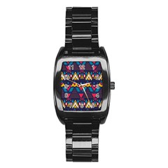 Pattern Colorful Aztec Stainless Steel Barrel Watch by Wegoenart