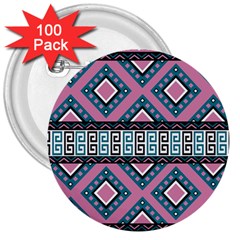 Pink Pattern Design Vintage Old Retro Unique Antique 3  Buttons (100 Pack)  by Wegoenart