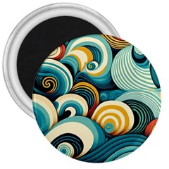 Waves Ocean Sea Abstract Whimsical (1) 3  Magnets by Jancukart