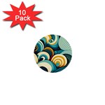 Waves Ocean Sea Abstract Whimsical (1) 1  Mini Buttons (10 pack)  Front