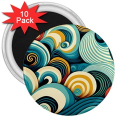 Waves Ocean Sea Abstract Whimsical (1) 3  Magnets (10 Pack)  by Jancukart