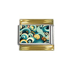 Waves Ocean Sea Abstract Whimsical (1) Gold Trim Italian Charm (9mm) by Jancukart