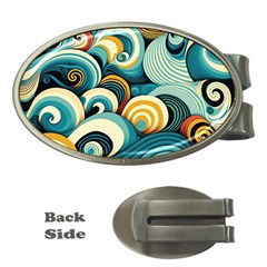 Waves Ocean Sea Abstract Whimsical (1) Money Clips (oval) 