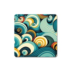 Waves Ocean Sea Abstract Whimsical (1) Square Magnet by Jancukart